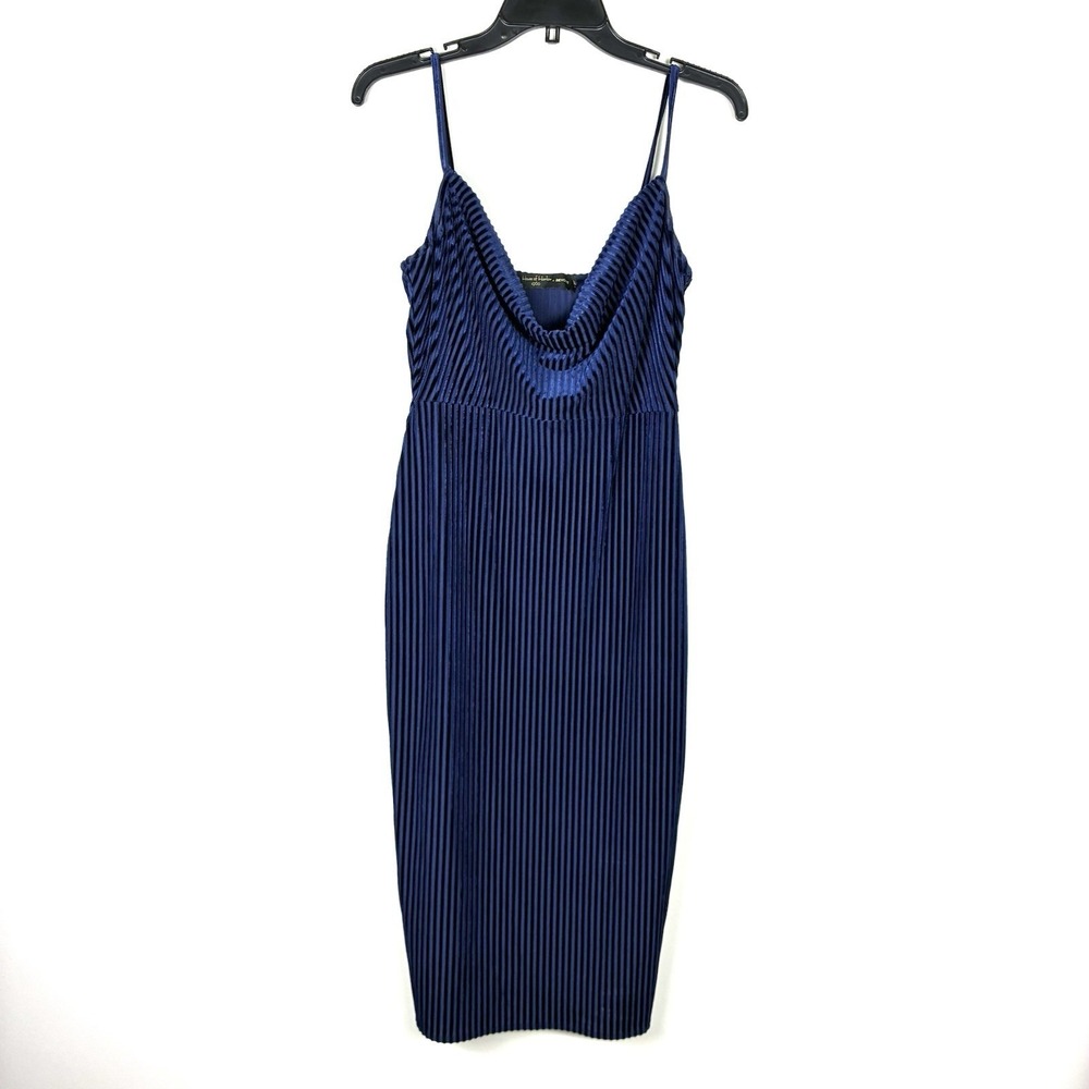 House Of Harlow 1960 X Revolve Slip Dress Navy Blue Ribbed Sexy Party Formal M - Picture 2 of 11